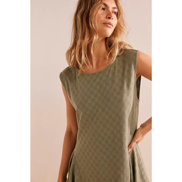 New Free People FP BEACH Mia Midi ASSYMETRICAL $98 SMALL Crystal Kelp - Green - Picture 2 of 4